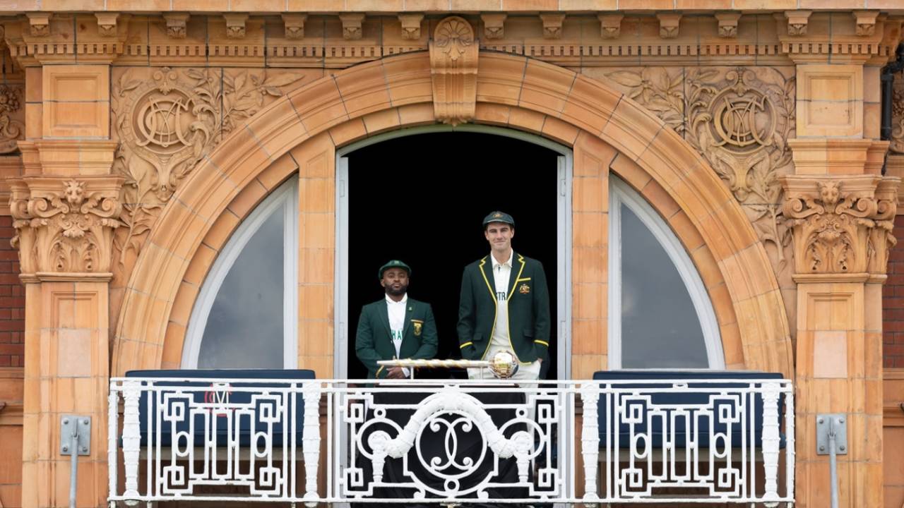 Temba Bavuma and Pat Cummins with the Test mace ahead of the WTC final, Australia vs South Africa, World Test Championship, London, June 8, 2025