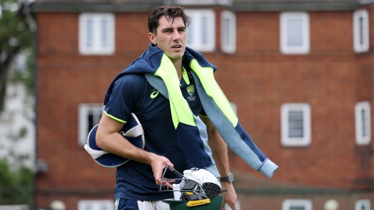 Pat Cummins gets ready for a nets session, Lord's, June 10, 2025