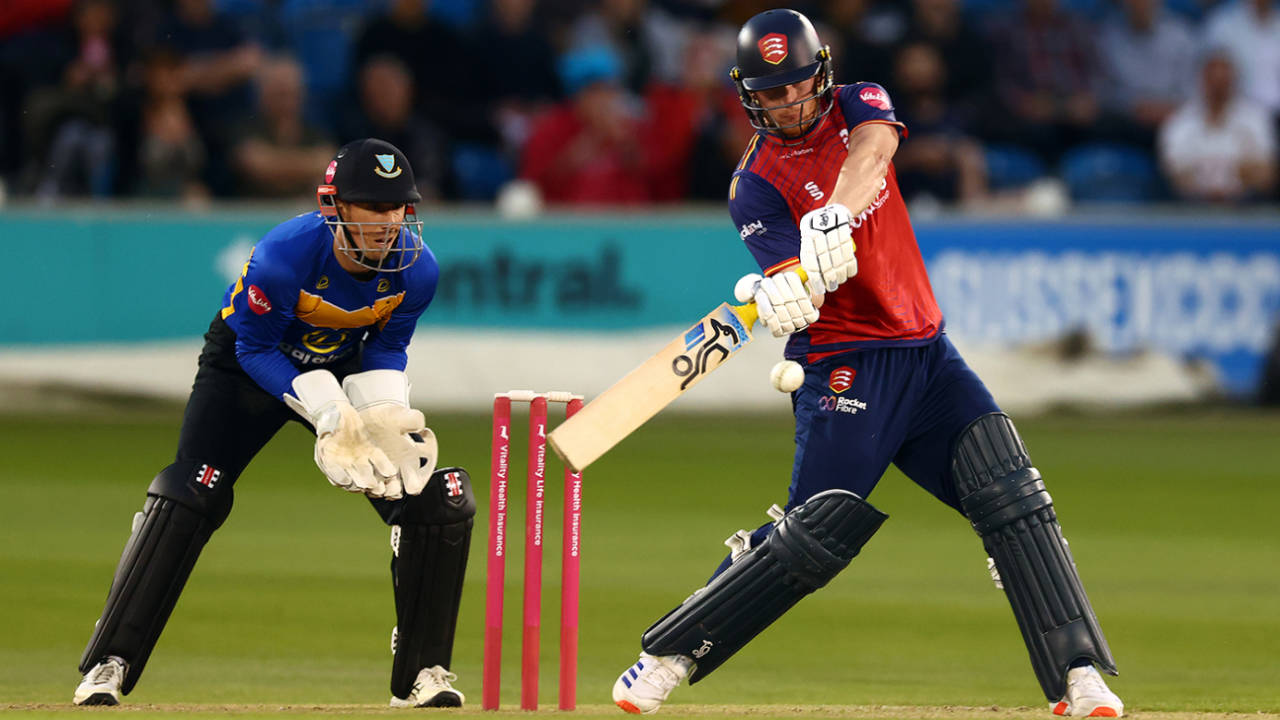 Jordan Cox rampaged to 82 off 47 balls, Sussex vs Essex, Men's T20 Blast, Hove, June 13, 2025