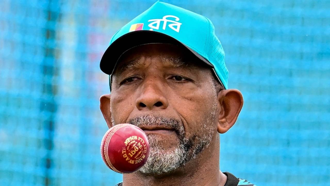 Bangladesh coach Phil Simmons at a training session, Galle, June 15, 2025