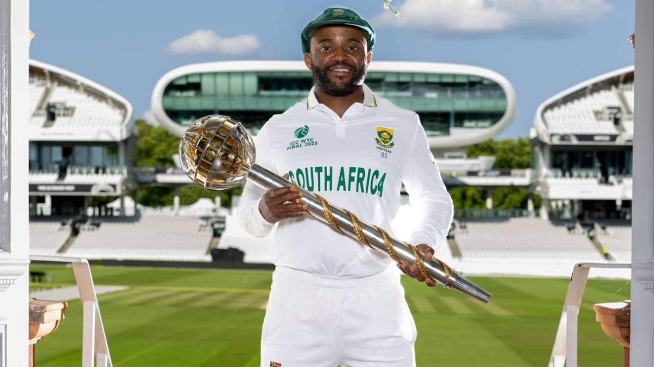 Temba Bavuma poses with the WTC mace, Australia vs South Africa, World Test Championship final, fourth day, Lord's, June 15, 2025