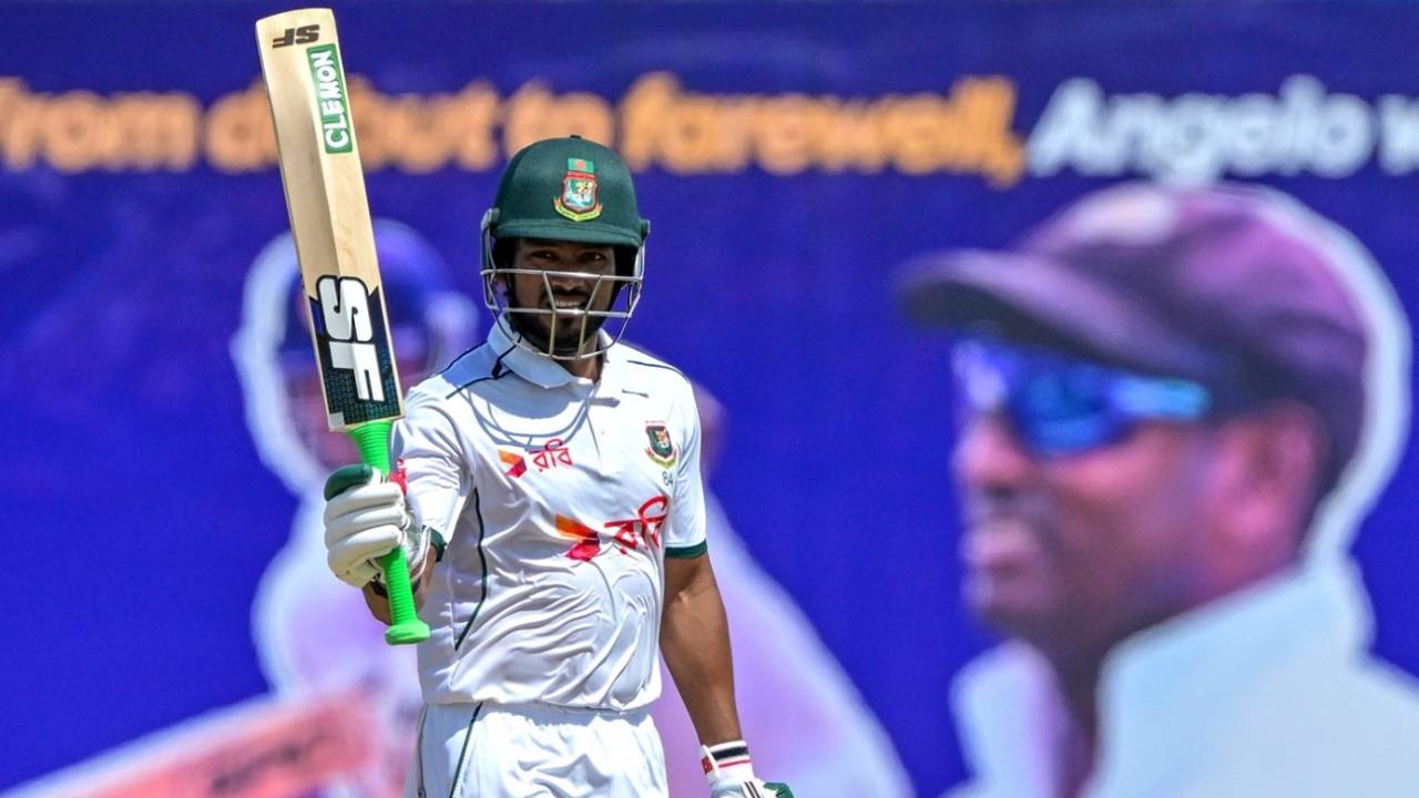 Najmul Hossain Shanto brings up his fifty, Sri Lanka vs Bangladesh, 1st Test, Galle, first day, June 17, 2025