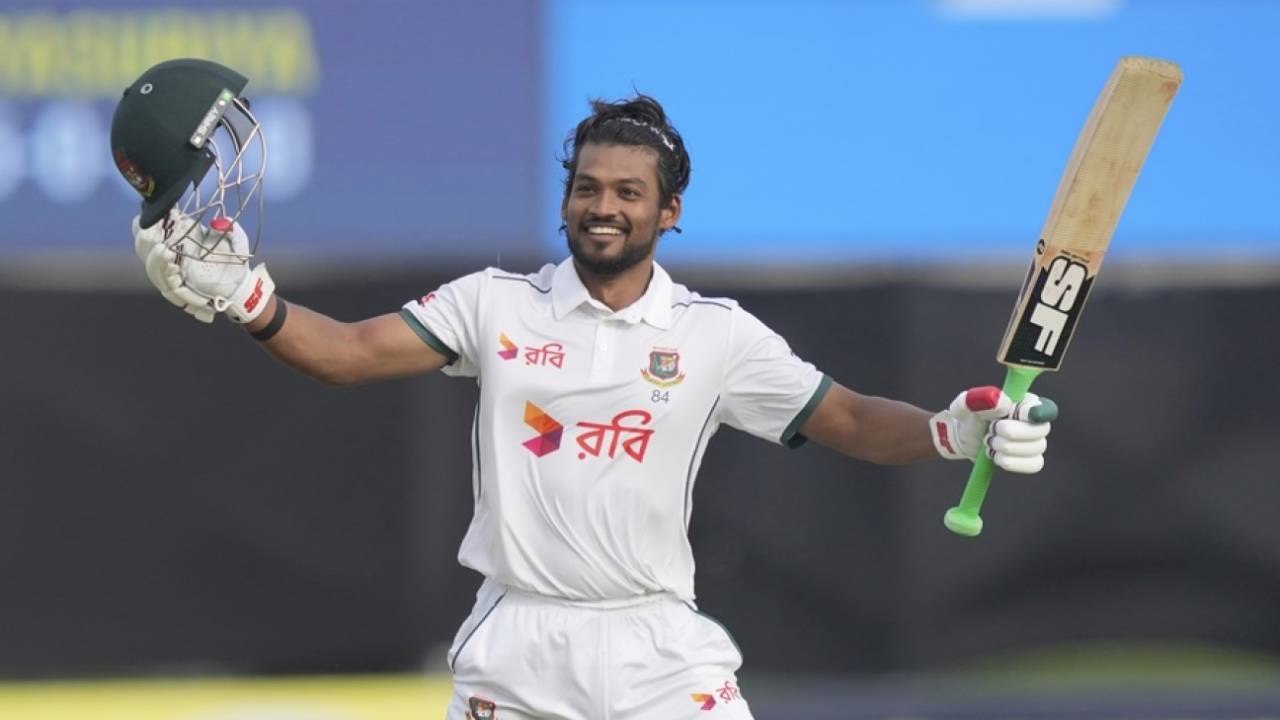 Najmul Hossain Shanto celebrates his first Test century since November 2023, Sri Lanka vs Bangladesh, 1st Test, Galle, first day, June 17, 2025