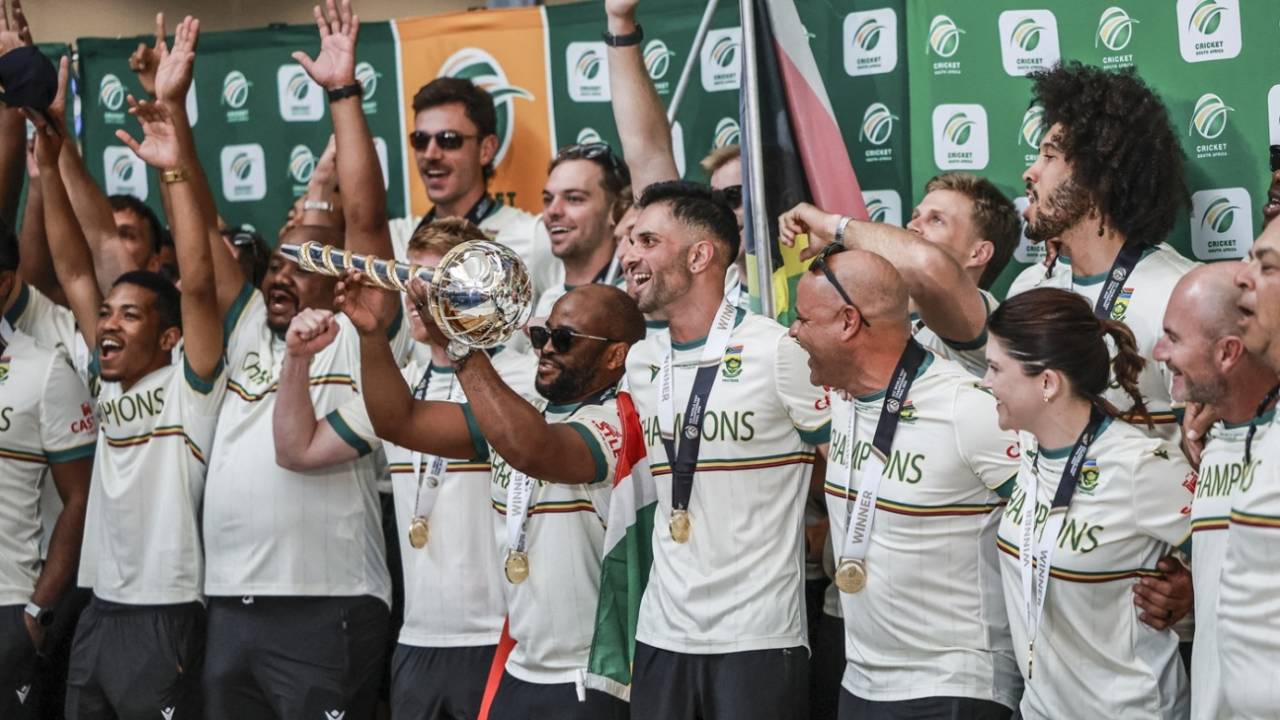 The victorious South African team return home with the WTC mace, Tambo International Airport, Kempton Park, June 18, 2025