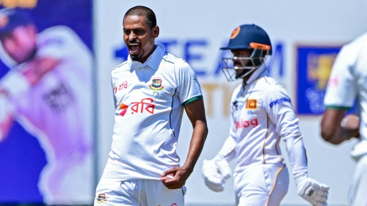 Taijul Islam roars after stopping Lahiru Udana, Sri Lanka vs Bangladesh, 1st Test, Galle, day 3, June 19 2025