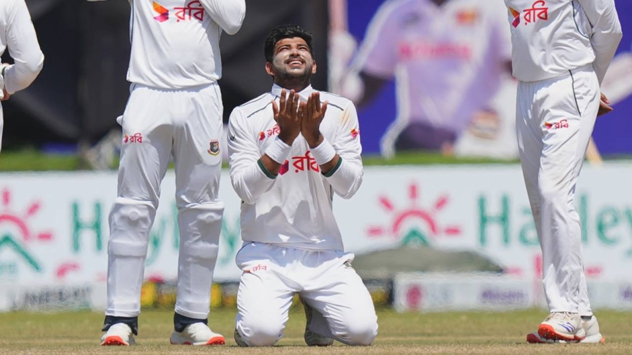 Nayeem Hasan took his fourth five-wicket haul in Tests, Sri Lanka vs Bangladesh, 1st Test, Galle, day 4, June 20, 2025