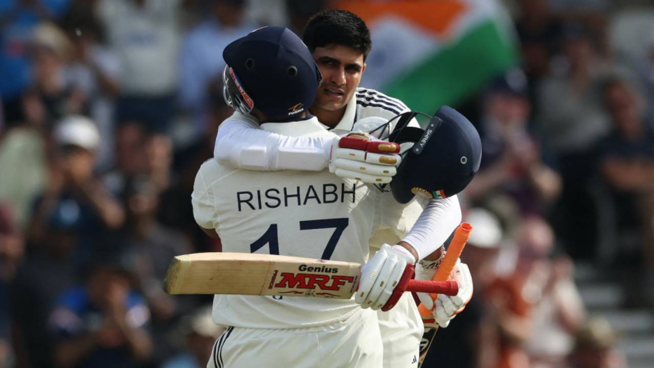 Shubman Gill hugs Rishabh Pant after getting to a century, England vs India, 1st Test, Leeds, 1st day, June 20, 2025