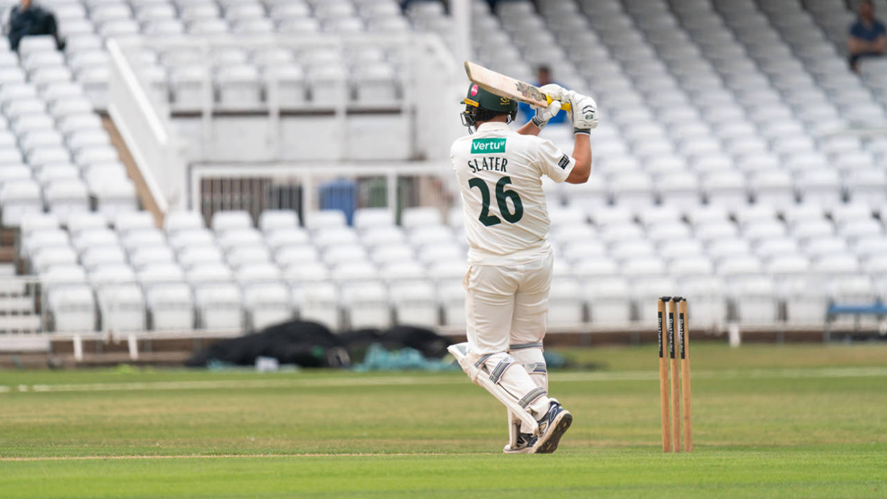 Ben Slater pulls on his way to 96, Nottinghamshire vs Yorkshire, County Championship, Division One, Trent Bridge, June 22, 2025