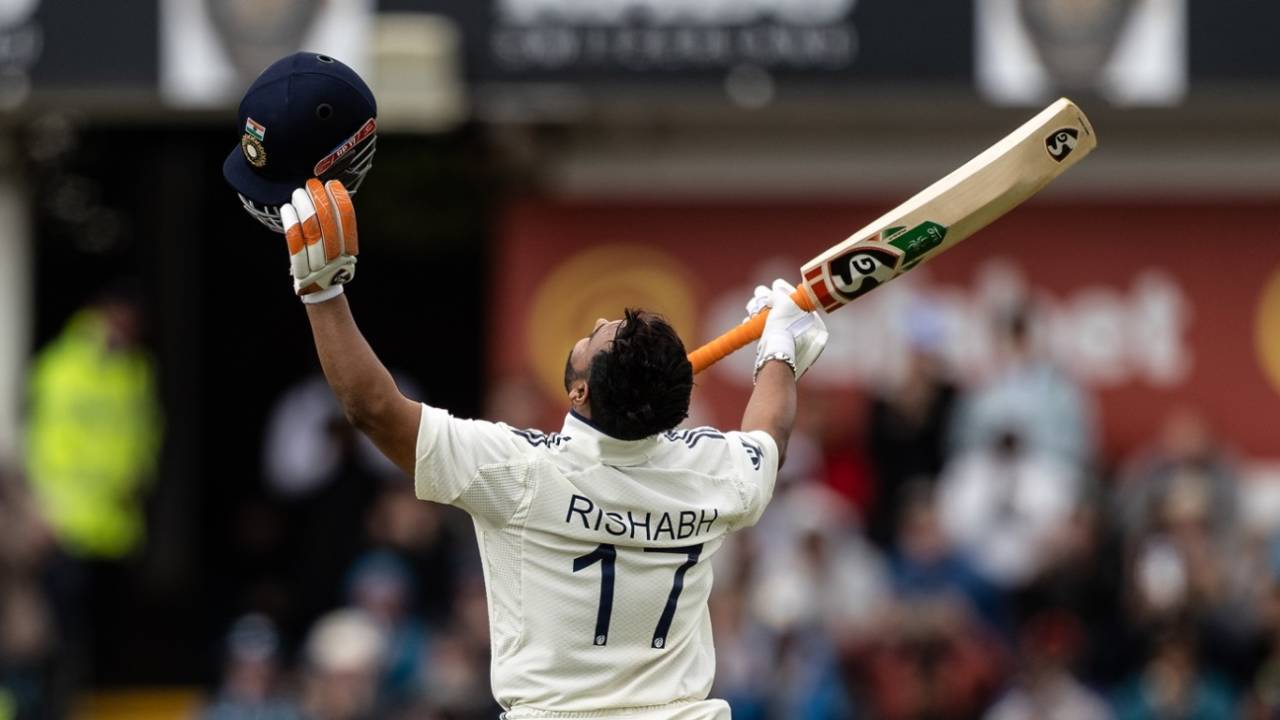 Rishabh Pant raises his bat in celebration, England vs India, 1st Test, Leeds, 4th day, June 23, 2025