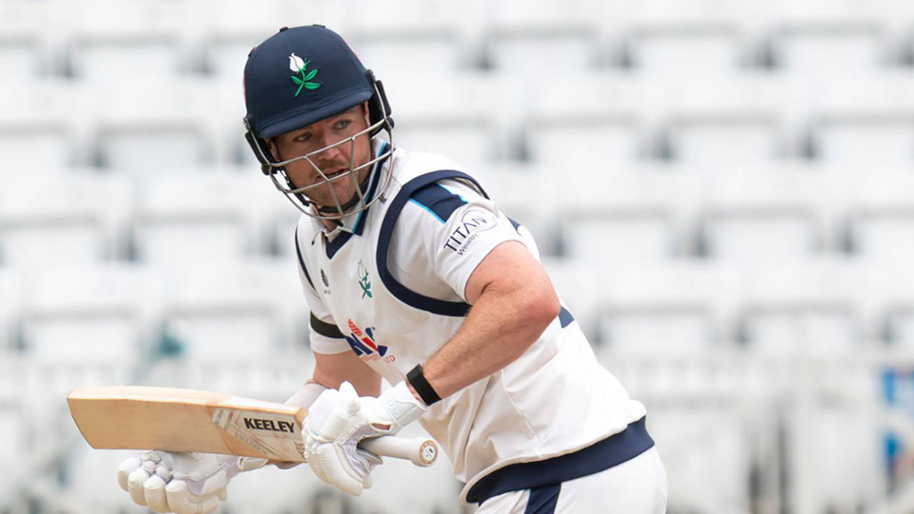 Finlay Bean on his way to a career-best innings, County Championship, Division One, Nottinghamshire vs Yorkshire, Trent Bridge, June 24, 2025