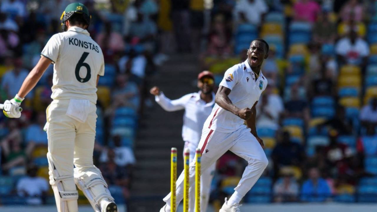 Shamar Joseph dismissed Sam Konstas again, West Indies vs Australia, 1st Test, day 2, Barbados, June 26, 2025