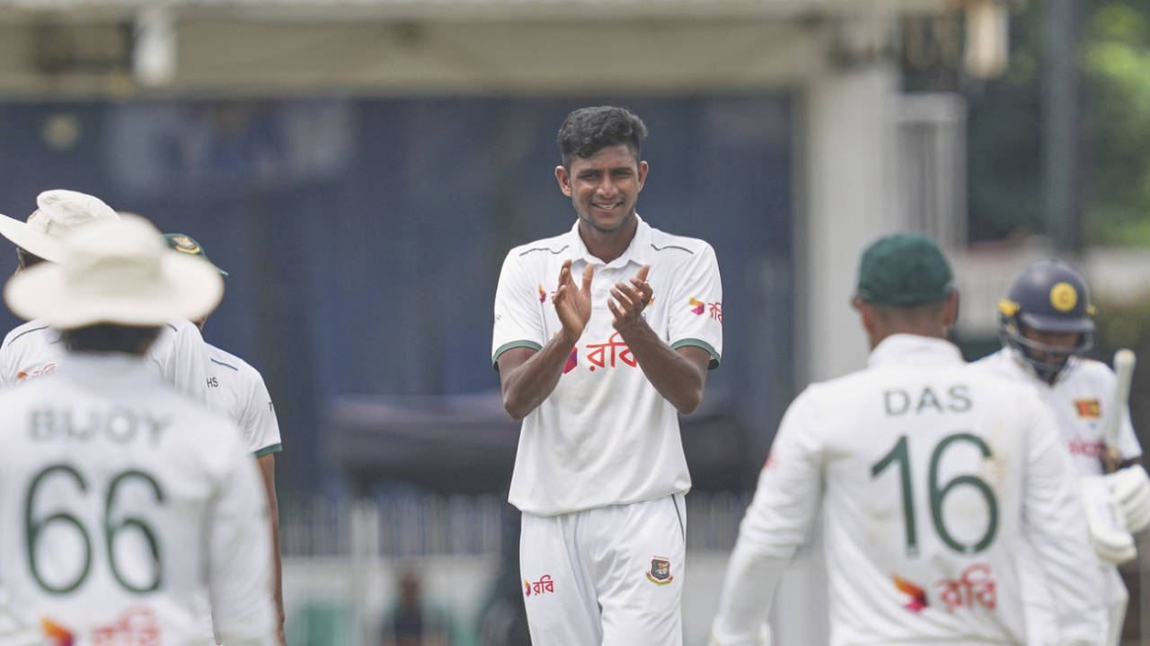 Nahid Rana celebrates his first wicket of the series, Sri Lanka vs Bangladesh, 2nd Test, Colombo, 3rd day, June 27, 2025