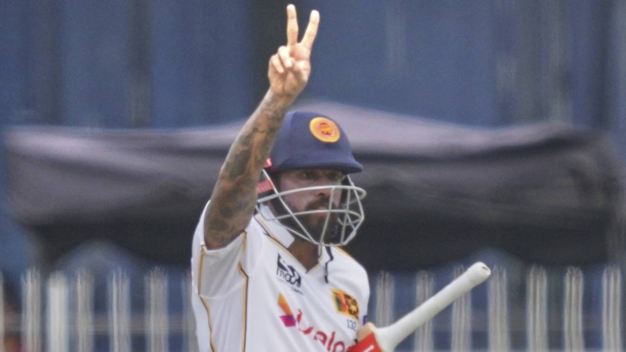 Kusal Mendis celebrates his half-century, Sri Lanka vs Bangladesh, 2nd Test, Colombo, 3rd day, June 27, 2025