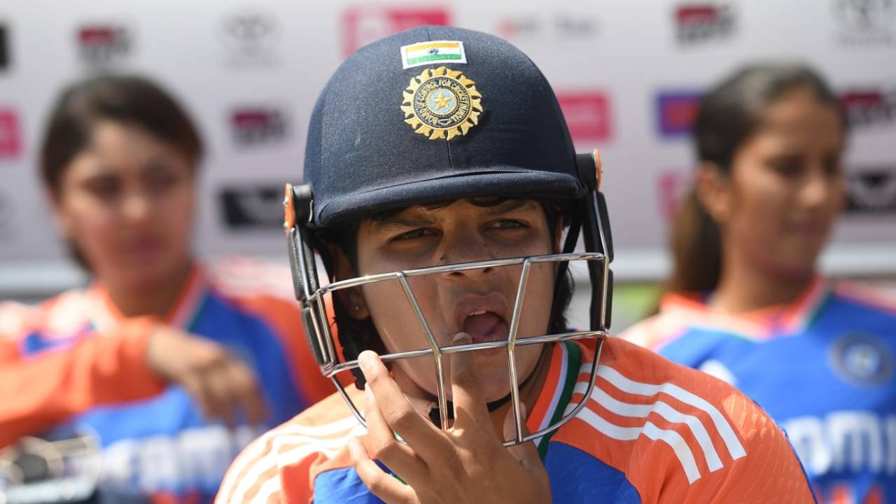 Shafali Verma waits to walk out, England vs India, 1st Women's T20I, Nottingham, June 28, 2025

