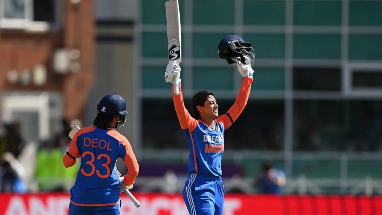 Smriti Mandhana hit her maiden T20I century, England vs India, 1st Women's T20I, Nottingham, June 28, 2025
