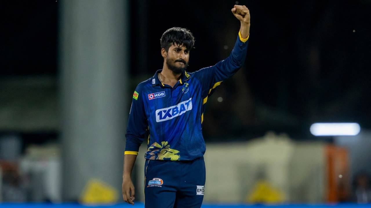 P Vidyuth claimed a five-wicket haul, Lyca Kovai Kings vs Salem Spartans, TNPL 2025, Coimbatore, June 28, 2025