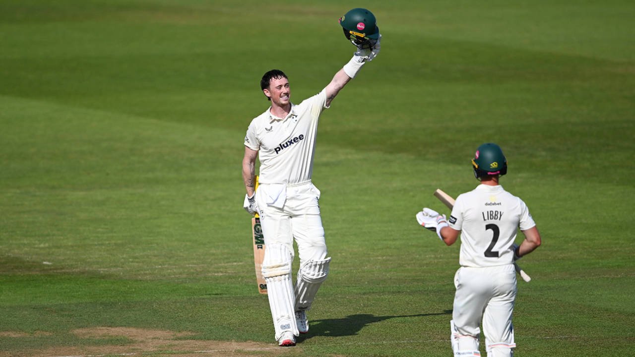 Adam Hose celebrates his double century, County Championship, Division One, Hampshire vs Worcestershire, June 29, 2025