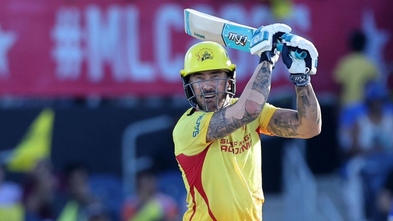 Faf du Plessis controlled the Super Kings innings, MI New York vs Texas Super Kings, MLC 2025, Dallas, June 29, 2025