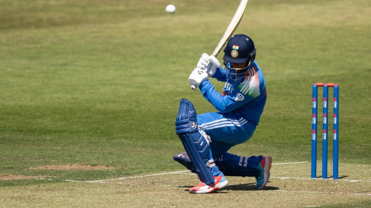 Maulyarajsinh Chavda ducks under a ball, England U19s vs India U19s, 2nd Youth ODI, Northampton, June 30, 2025