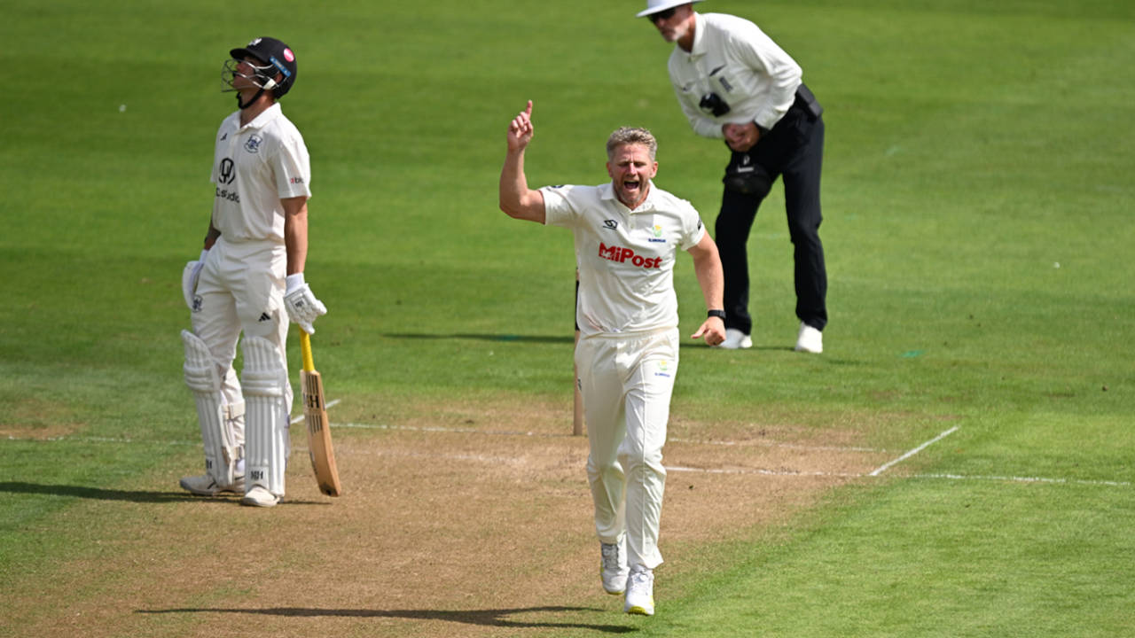 Timm van der Gugten picked up a four-for, Glamorgan vs Gloucestershire, Cardiff, June 30, 2025