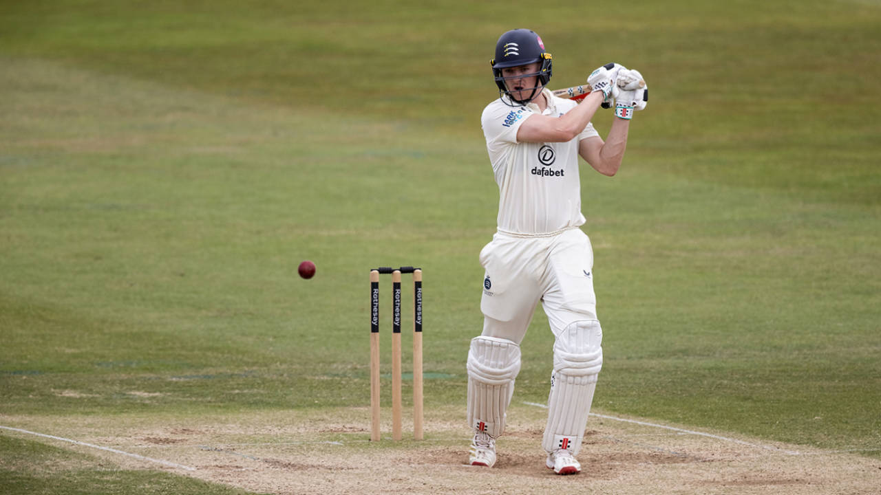 Ben Geddes swats into the off side, Northamptonshire vs Middlesex, County Championship, June 25, 2025