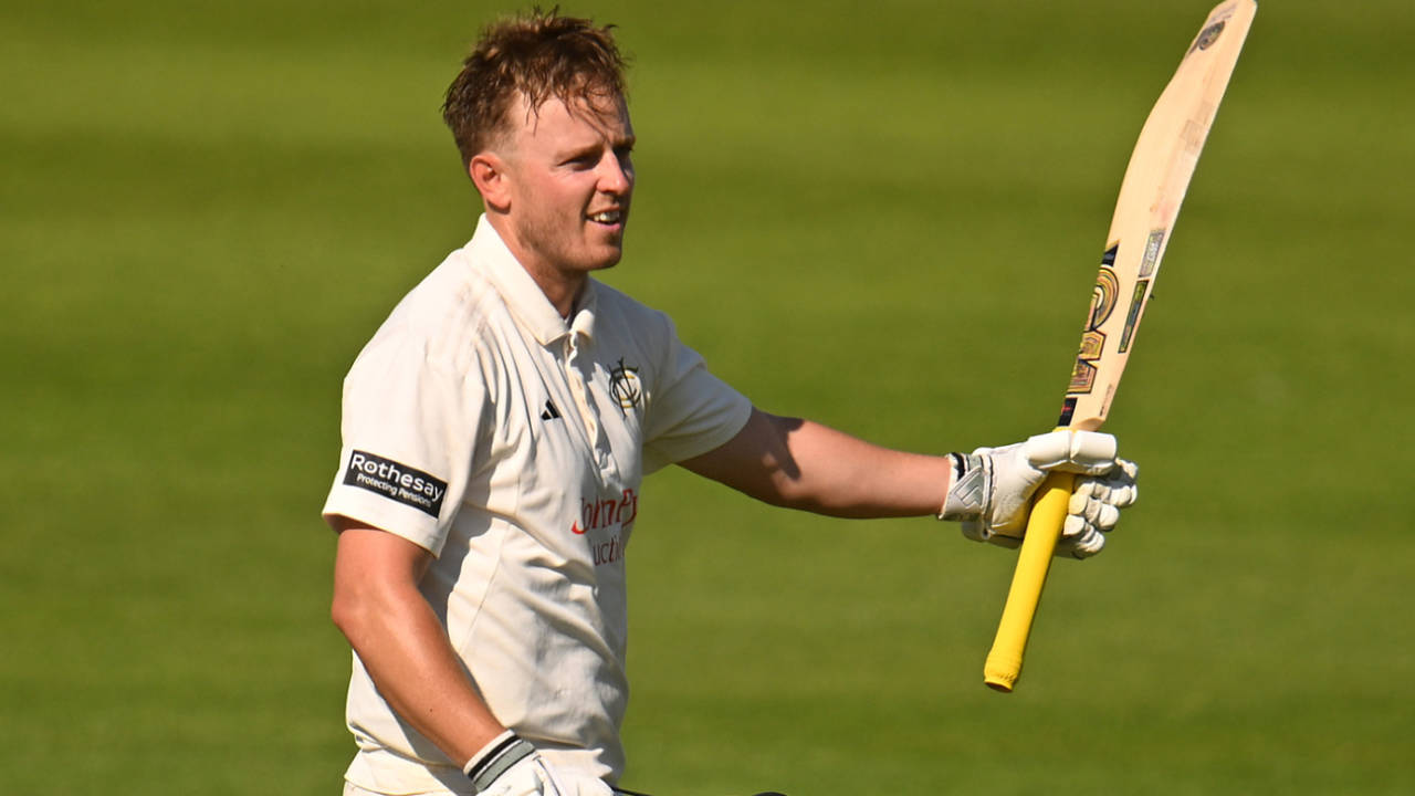 Ben Slater acknowledges his hundred, Somerset vs Nottinghamshire, Taunton, Division One, County Championship, June 30, 2025