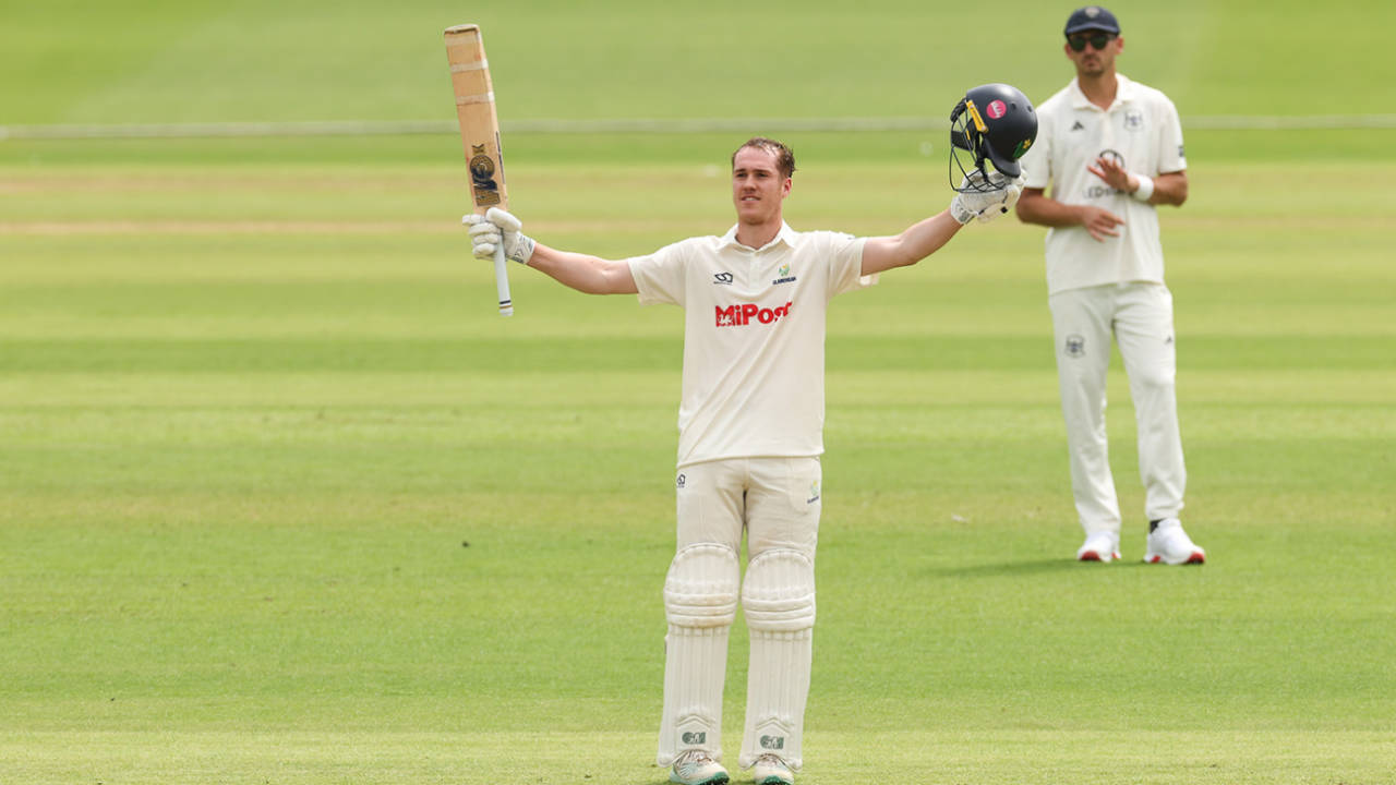 Ben Kellaway takes the applause for his century, Glamorgan vs Gloucestershire, County Championship, Division Two, Cardiff, July 1, 2025