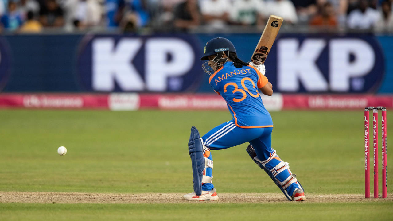 Amanjot Kaur made her maiden T20I fifty, England vs India, 2nd women's T20I, Bristol, July 1, 2025