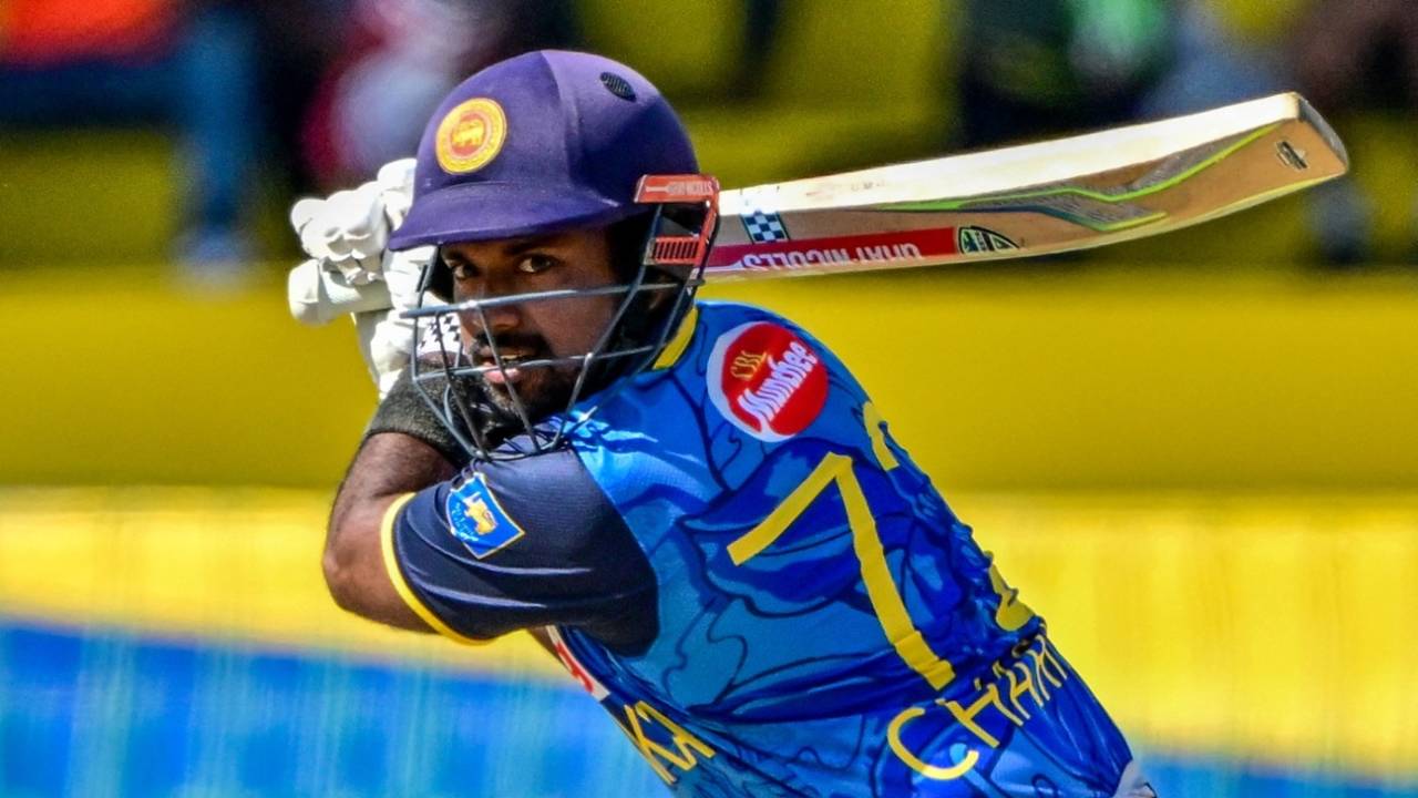 Charith Asalanka lashes the ball behind square on the off side, Sri Lanka vs Bangladesh, 1st ODI, Colombo (RPS), July 2, 2025
