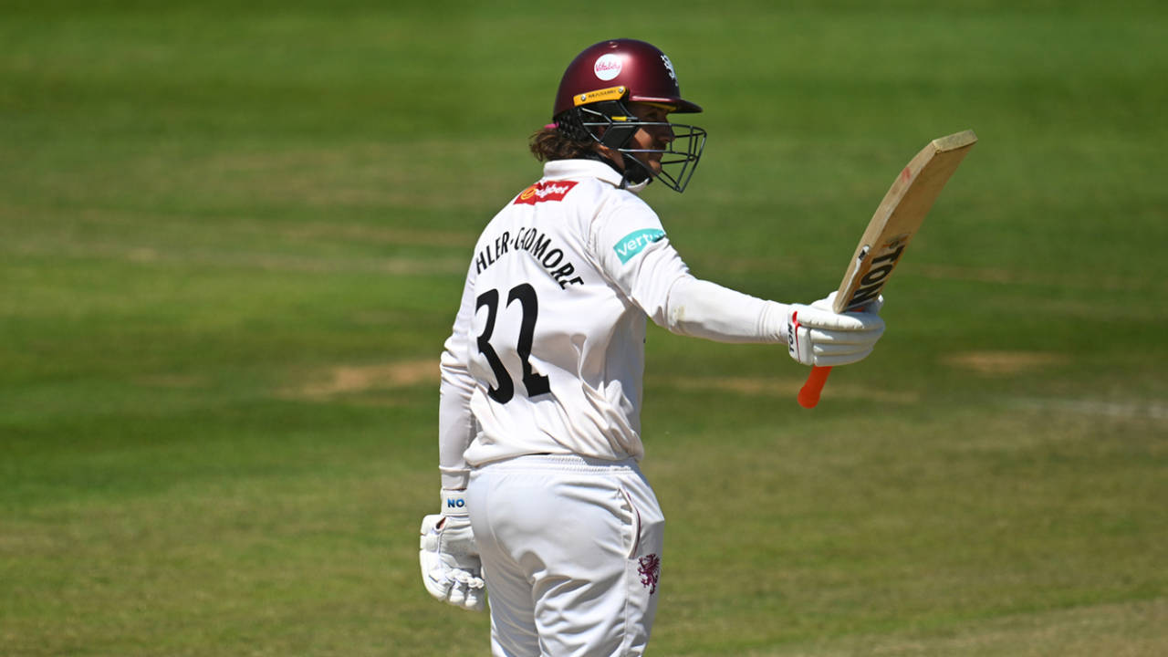 Tom Kohler-Cadmore celebrates his half-century, County Championship, Division One, Somerset vs Nottinghamshire, Taunton, July 02, 2025