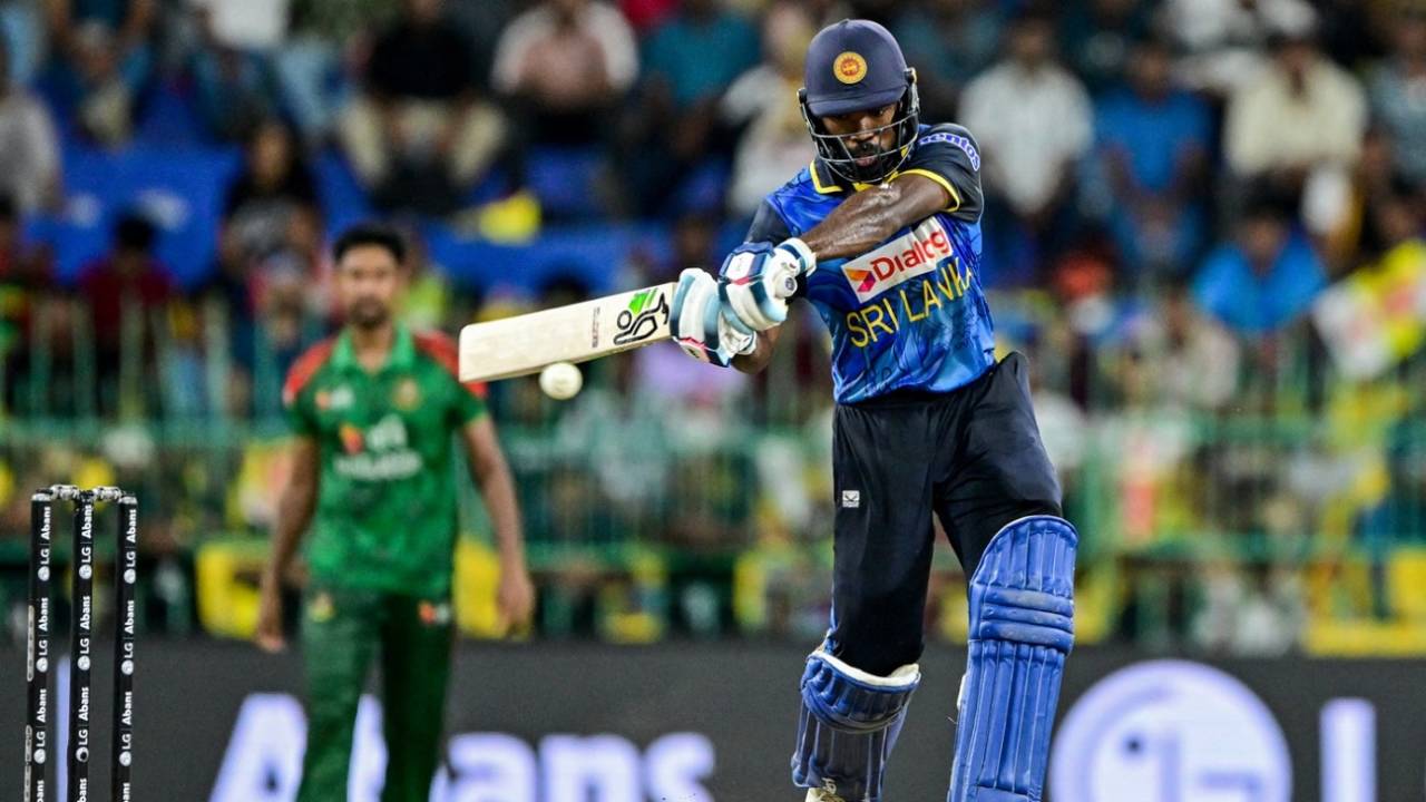 Janith Liyanage prepares to hit out, Sri Lanka vs Bangladesh, 2nd ODI, Colombo, July 5, 2025