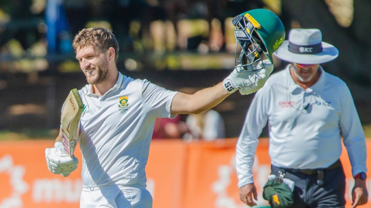 Wiaan Mulder brings up his hundred, Zimbabwe vs South Africa, 2nd Test, 1st day, Bulawayo, July 6, 2025