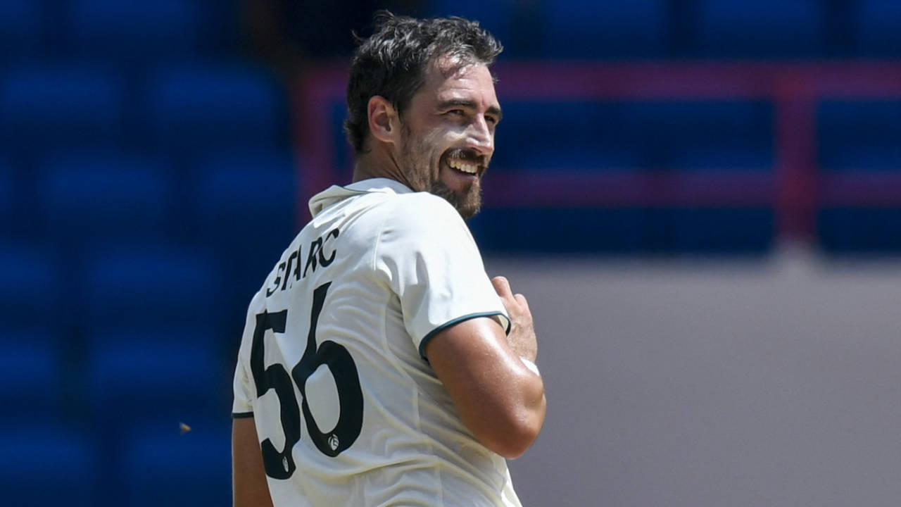 Mitchell Starc gave right handers a hard time from around the wicket, West Indies vs Australia, 2nd Test, St George's, 4th day, July 6, 2025