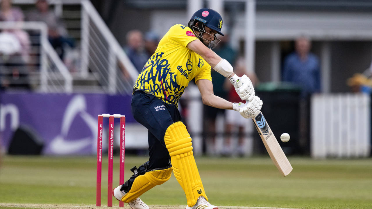 Will Rhodes plays forward, Vitality Blast Men, Northamptonshire Steelbacks vs Durham, Northampton June 13, 2025
