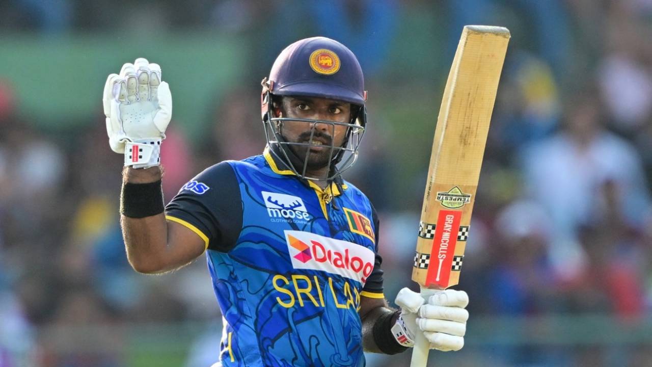 Charith Asalanka celebrates his fifty, Sri Lanka vs Bangladesh, 3rd ODI, Pallekele, July 8, 2025
