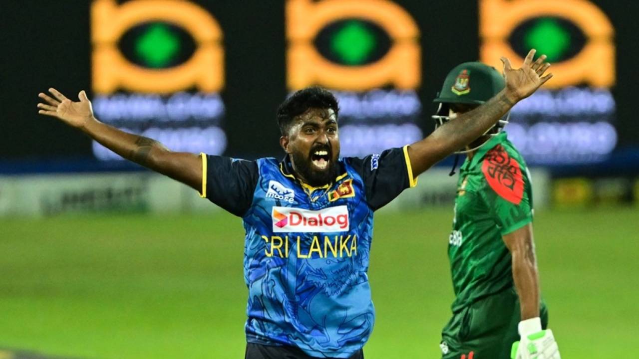 Asitha Fernando returned 3 for 33 in his seven overs, Sri Lanka vs Bangladesh, 3rd ODI, Pallekele, July 8, 2025