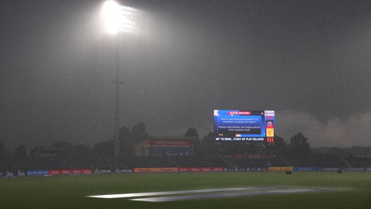 Rain delayed the start of Qualifier 1, Texas Super Kings vs Washington Freedom, Qualifier 1, MLC, Dallas, July 8, 2025 