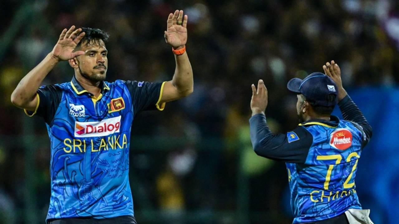 Maheesh Theekshana picked 2 for 37 off his four overs, Sri Lanka vs Bangladesh, 1st T20I, Pallekele, July 10, 2025