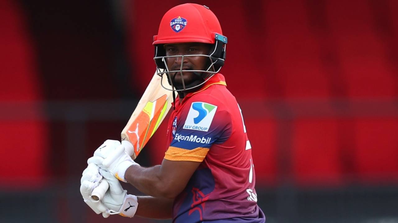 Shakib Al Hasan top-scored for Dubai Capitals with an unbeaten 58, Central Districts vs Dubai Capitals, GSL 2025, Providence, July 10, 2025