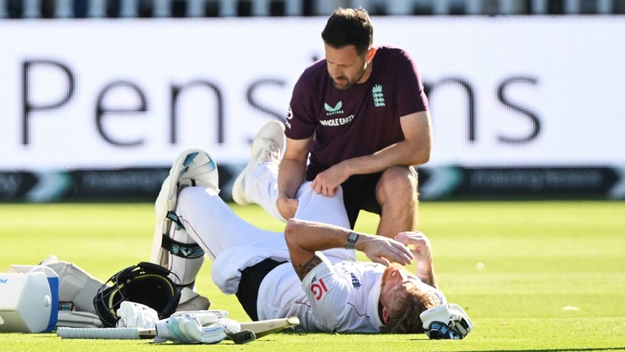 Ben Stokes receives treatment from the physio, but the decision didn't go in his favour, England vs India, 3rd Test, Lord's, London, Day 1, July 10, 2025