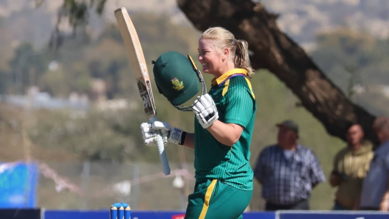 Delmi Tucker scored an explosive 72-ball 100, Namibia vs CSA Women's Emerging Academy, 2nd one-dayer, Windhoek, July 10, 2025