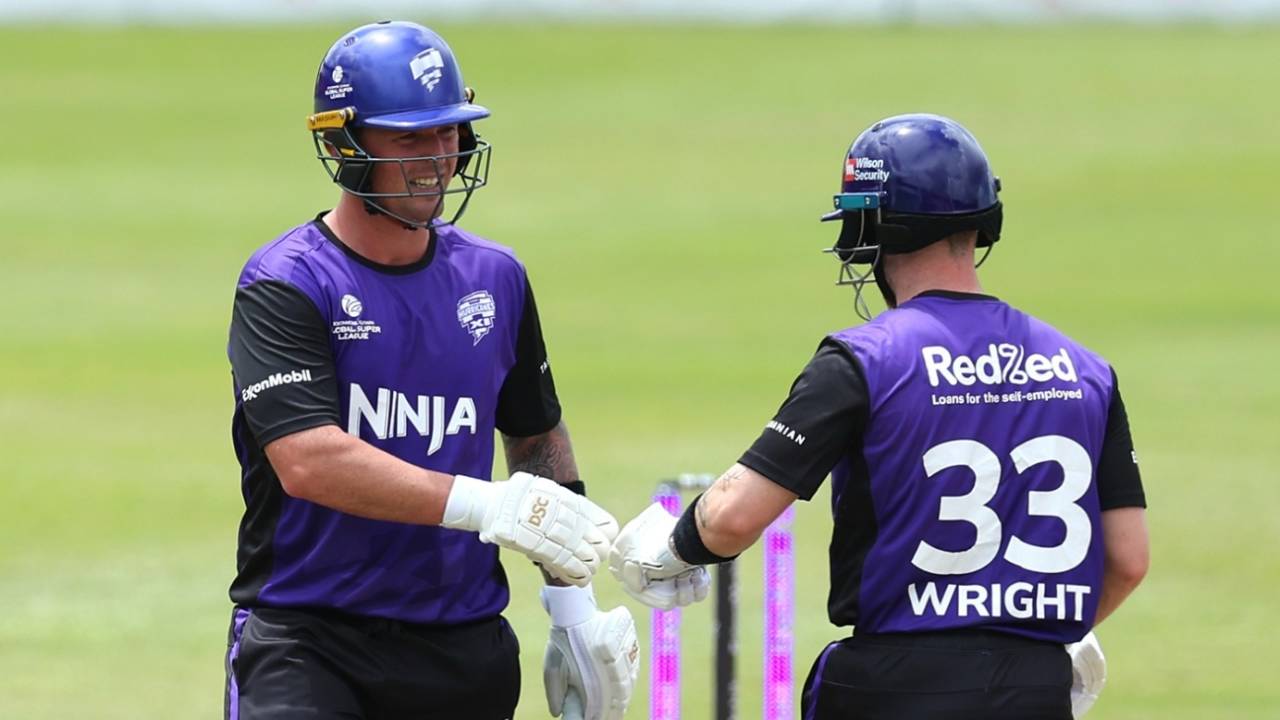 Ben McDermott and Macalister Wright put on 78 runs for the second wicket, Dubai Capitals vs Hobart Hurricanes, GSL 2025, Providence, July 11, 2025