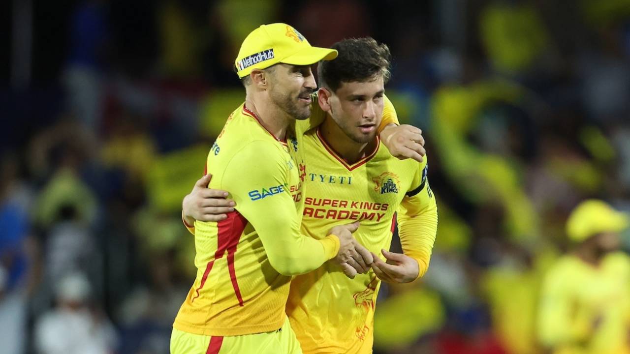 Faf du Plessis and Noor Ahmad celebrate the fall of Monank Patel, MI New York vs Texas Super Kings, MLC 2025 Qualifier 2, Dallas, July 11, 2025