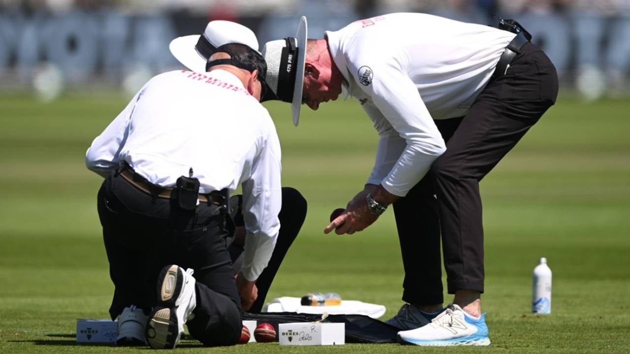 Umpire Paul Reiffel looks for a new ball, England vs India, 3rd Test, Lord's, London, 3rd day, July 12, 2025