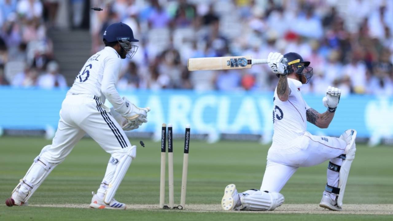 Ben Stokes was bowled after missing a sweep, England vs India, 3rd Test, Lord's, 4th day, July 13, 2025