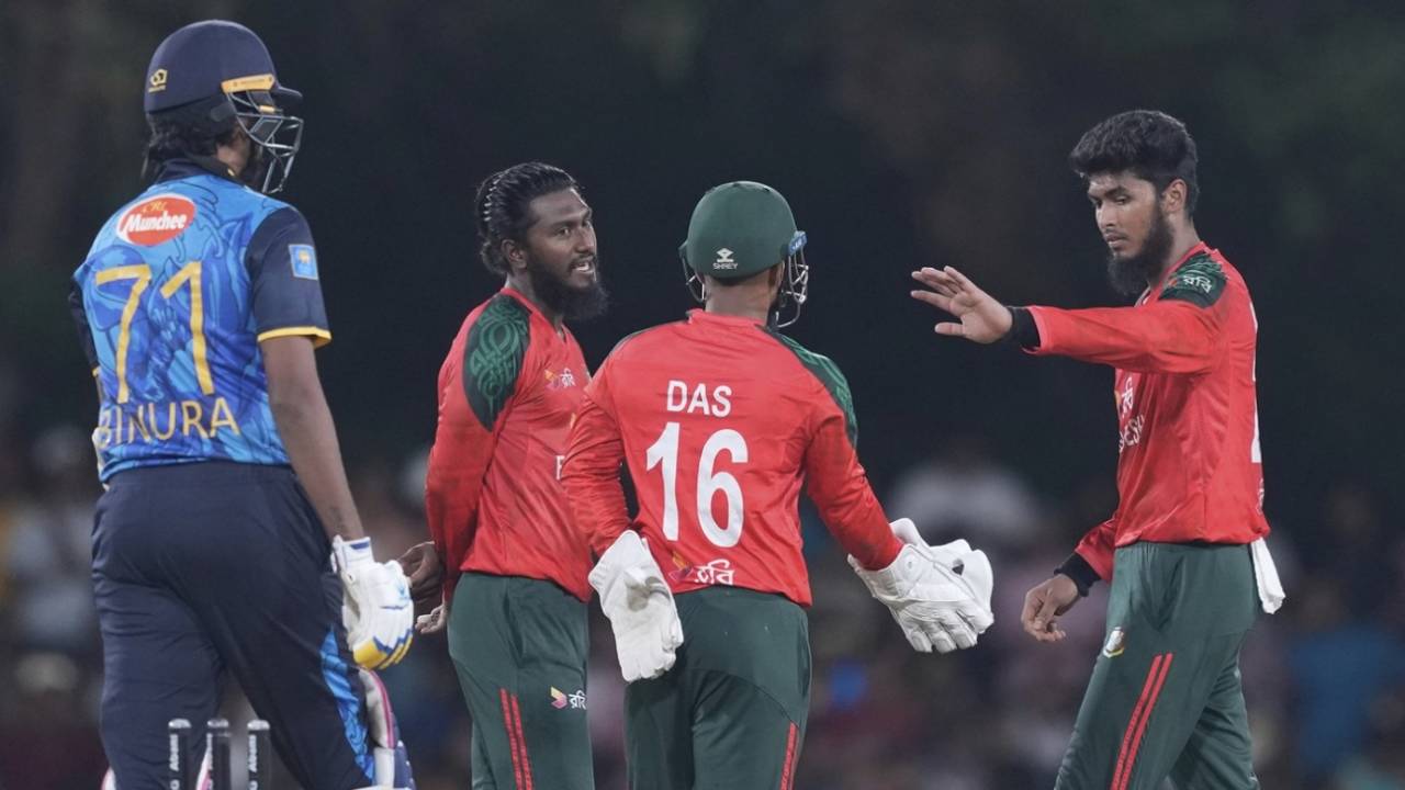 Rishad Hossain was among the wickets for Bangladesh, Sri Lanka vs Bangladesh, 2nd T20I, Dambulla, July 13, 2025