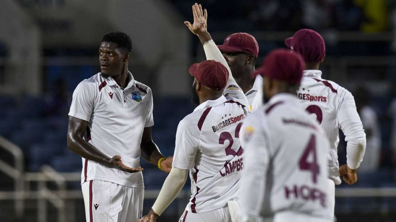 Alzarri Joseph accounted for Steven Smith in a fiery three-over spell, West Indies vs Australia, 3rd Test, Kingston, Day 2, July 13, 2025