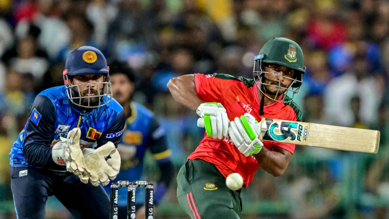 Tanzid Hasan plays a shot, Sri Lanka vs Bangladesh, 3rd T20I, Colombo (RPS), July 16, 2025
