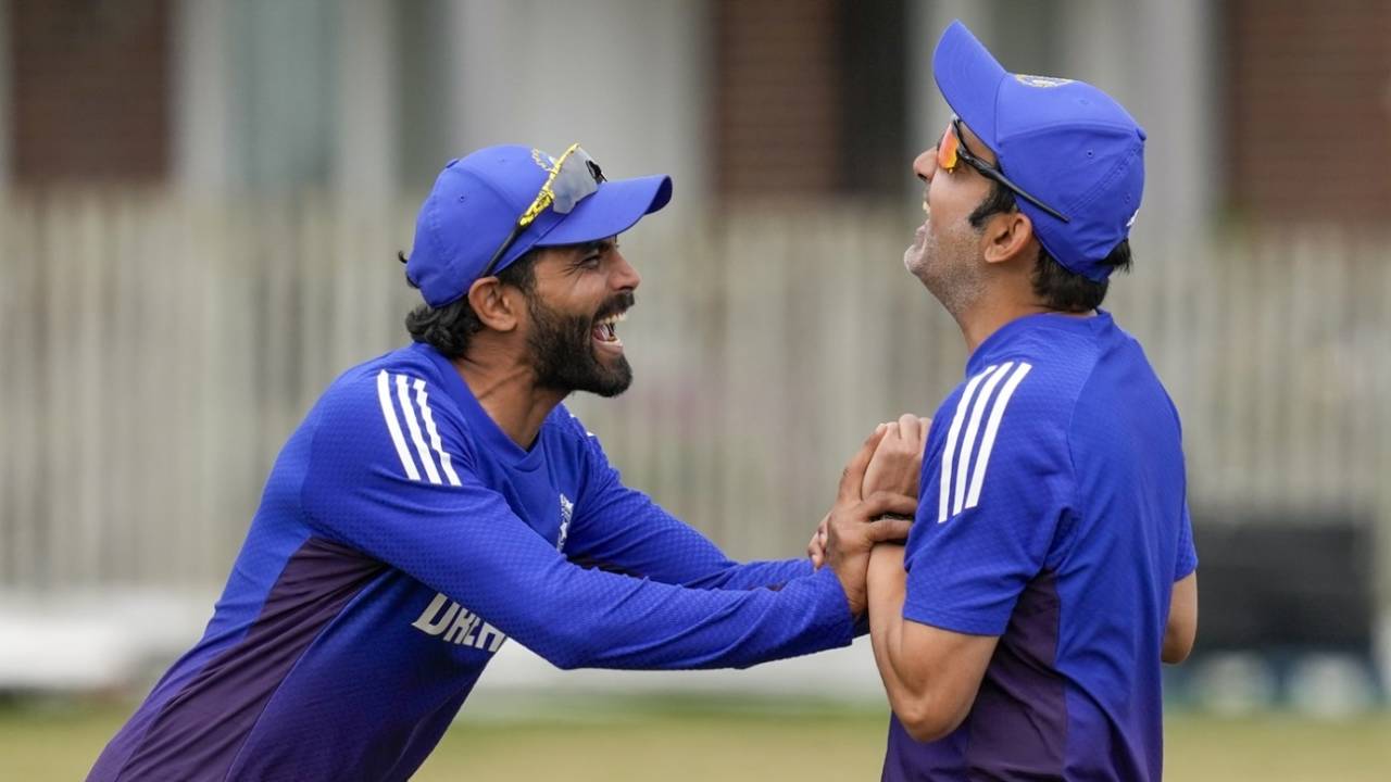 Ravindra Jadeja and Gautam Gambhir share a lighter moment, Beckenham, July 17, 2025 