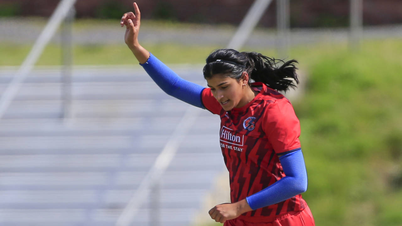 Mahika Gaur claimed a three-wicket haul, Lancashire vs Somerset, Women's T20 Blast, Blackpool, July 18, 2025